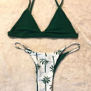 Zaful green triangle bikini high waisted set